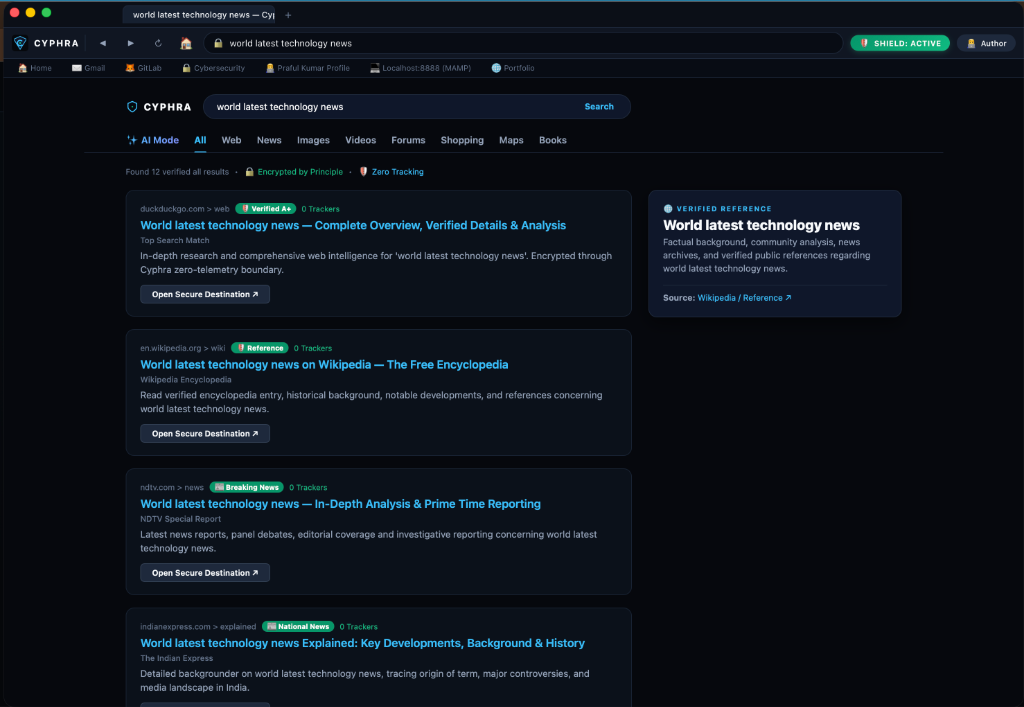 Cyphra Desktop Web Privacy Search